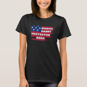 Camiseta Bandeira dos EUA Marido Angustiado Pai Protetor He