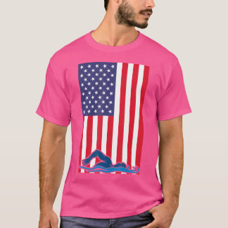 Camiseta Bandeira dos EUA Natação Esporte Atleta Patriota N