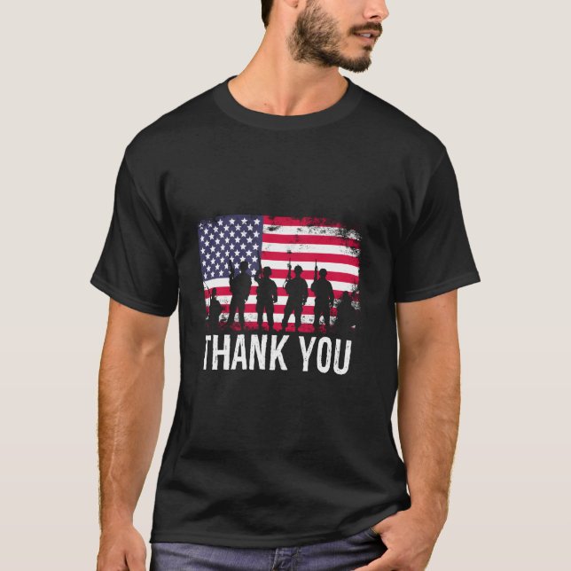 Camiseta Bandeira dos EUA Obrigado (Frente)