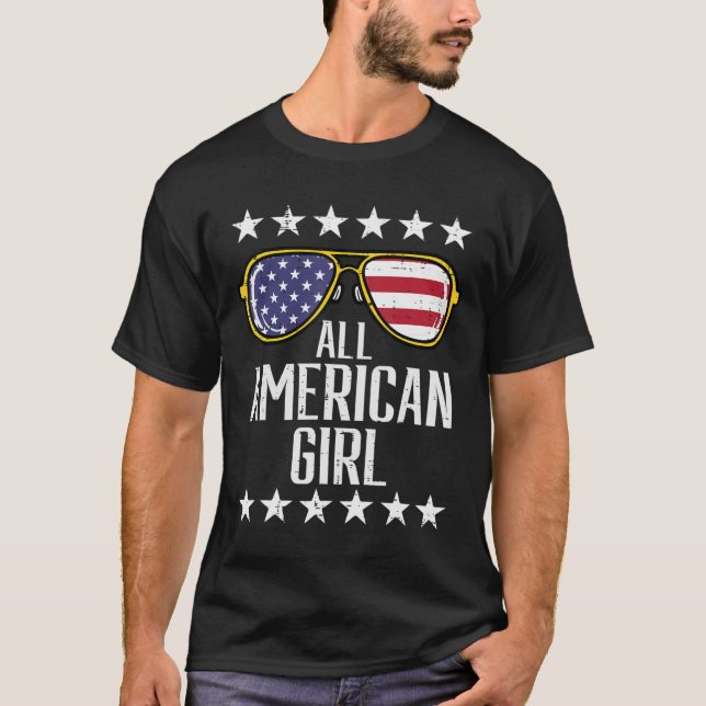 Camiseta Bandeira dos EUA: óculos de sol americano Dia do M (Frente)