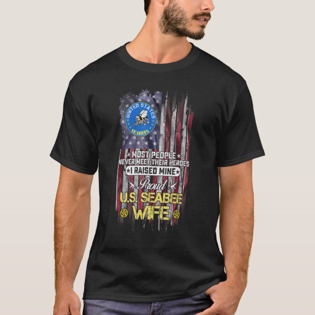 Camiseta Bandeira Dos Eua Orgulha-Nos A Esposa Veterana Sea (Frente)