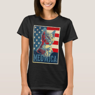 Camiseta Bandeira dos EUA Patriótico Meowica Gato Vintage 4
