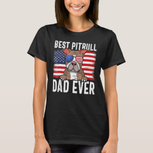 Camiseta Bandeira dos EUA Pitbull Pai Cão Para o Dia dos Pa