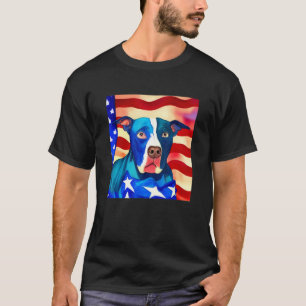 Camiseta Bandeira dos EUA Pitbull Terrier Raça de Cão Patri