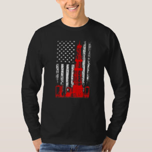 Camiseta Bandeira dos EUA Torre de Perfuração de Petróleo C