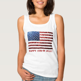 Camiseta bandeira dos EUA vermelha azul brilhos 4 de julho 
