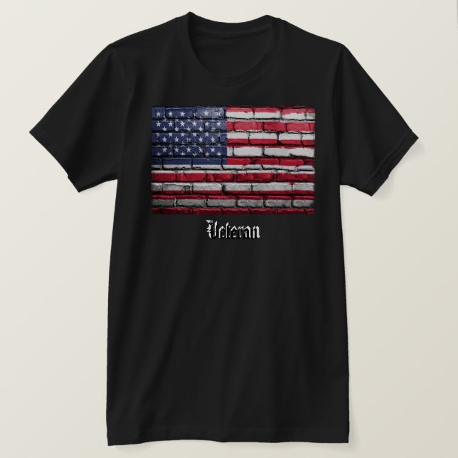 Camiseta Bandeira dos EUA Veterano (Frente do Design)