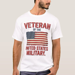 Camiseta Bandeira dos EUA Veterano Vintage Design Vetorial 