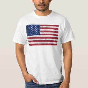 Camiseta bandeira dos EUA vintage vermelho branco azul Amér