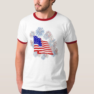 Camiseta Bandeira dos fogos-de-artifício do KRW patriótica