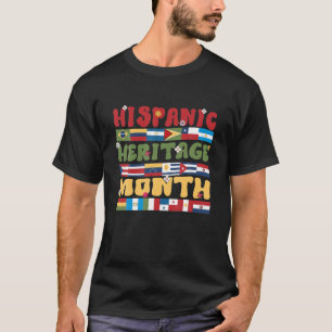 Camiseta Bandeira dos Países Latinos, Retro Groovy, Hispâni