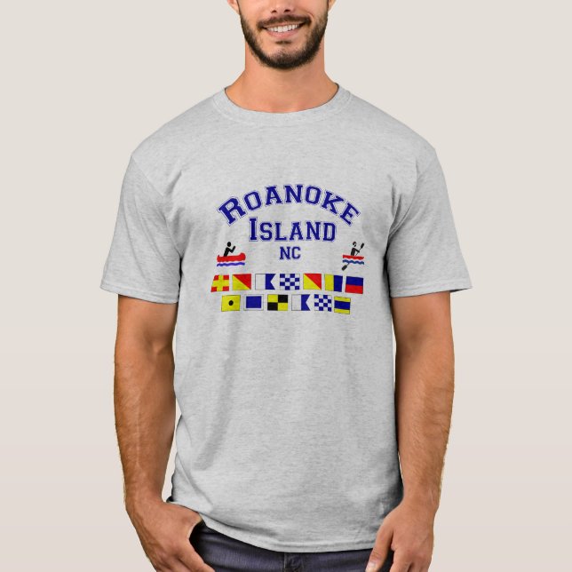 Camiseta Bandeira dos Sig do NC da ilha de Roanoke (Frente)