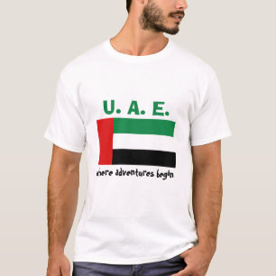 Camiseta Bandeira dos UAE + Mapa + T-shirt do texto