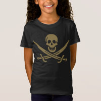 Bandeira Dourada do Caveira e Espadas Pirata de Ca