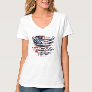 Camiseta Bandeira e águia dos Estados Unidos. 4 de julho.
