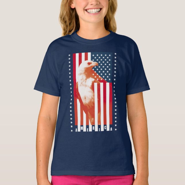 Camiseta Bandeira e águia dos Estados Unidos da América (Frente)