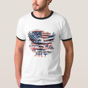 Camiseta Bandeira e águia dos Estados Unidos. Independência