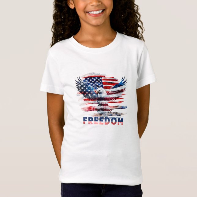 Camiseta Bandeira e águia dos Estados Unidos.Liberdade. (Frente)