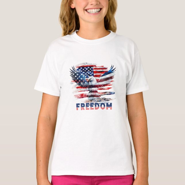 Camiseta Bandeira e águia dos Estados Unidos.Liberdade. (Frente)