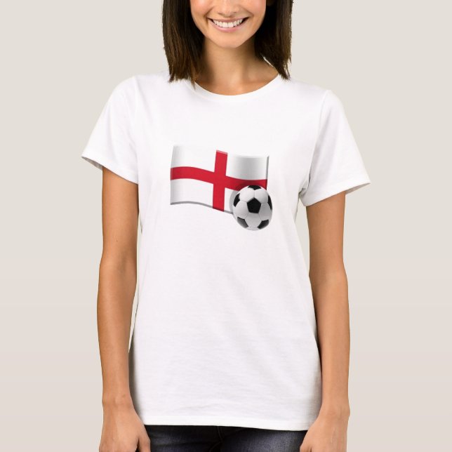 Camiseta Bandeira e bola do futebol de Inglaterra (Frente)