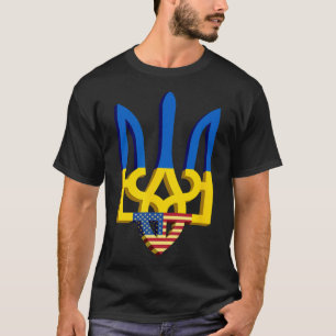 Camiseta Bandeira e Brasão de Armas da Ucrânia com Bandeira