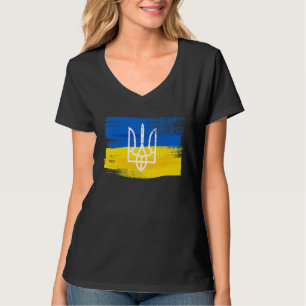 Camiseta Bandeira e Casaco de armas pintadas na Ucrânia Pa