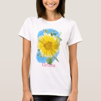 Camiseta Bandeira e flores ucranianas