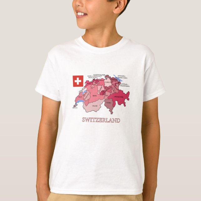 Camiseta Bandeira e mapa da suiça (Frente)