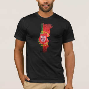 Camiseta Bandeira e mapa de Portugal