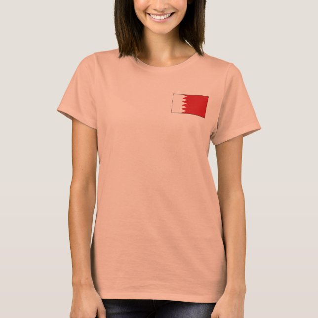 Camiseta Bandeira e Mapa do Bahrein (Frente)