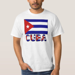 Camiseta Bandeira e Palavra Cuba Escuro