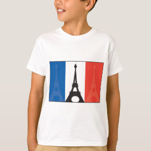 Camiseta Bandeira e torre Eiffel francesas