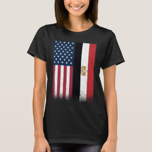 Camiseta Bandeira Egípcia Bandeiras dos EUA e do Egito Org