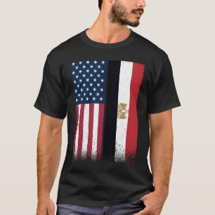 Camiseta Bandeira Egípcia Bandeiras dos EUA e do Egito Org