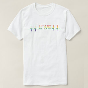 Camiseta Bandeira EKG do orgulho do AMOR