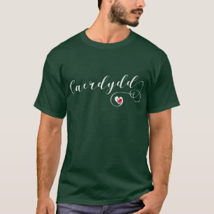 Camiseta Bandeira em um coração, Wales de Cardiff, Caerdy
