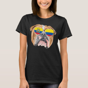 Camiseta Bandeira Equatoriana Buldogue Cachorro Equador
