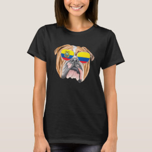 Camiseta Bandeira Equatoriana Buldogue Cachorro Equador