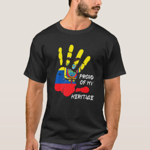 Camiseta Bandeira equatoriana impressão digital da mão Equa