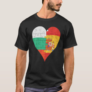 Camiseta Bandeira espanhola búlgara Heart