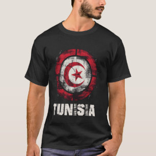Camiseta Bandeira Esportiva Retro Tunísia e Emblema Naciona