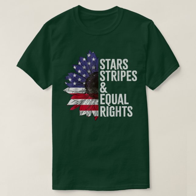 Camiseta Bandeira Estrelas De Girassol Stripes E Igualdade  (Frente do Design)