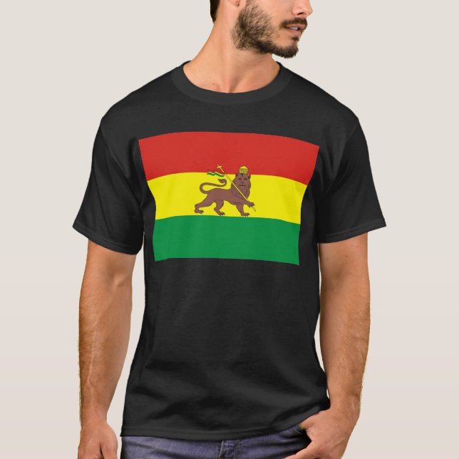 Camiseta Bandeira etíope velha com o leão de Judah (Frente)