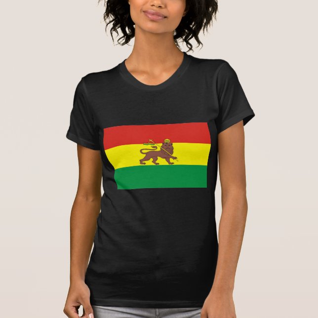 Camiseta Bandeira etíope velha com o leão de Judah (Frente)