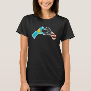 Camiseta Bandeira EUA americana do Cazaquistão - Coração ca
