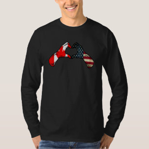 Camiseta Bandeira EUA Canadá EUA Americano Coração Canaden