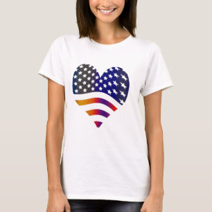 Camiseta bandeira eua coração amor americano honra tropas l