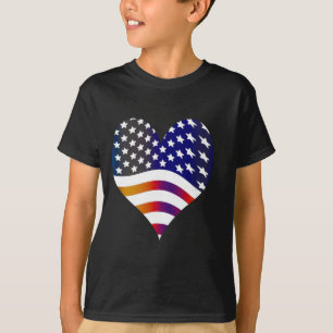 Camiseta bandeira eua coração amor americano honra tropas l