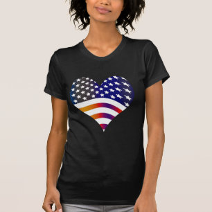 Camiseta bandeira eua coração amor americano honra tropas l