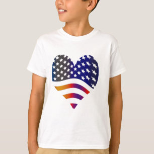 Camiseta bandeira eua coração amor americano honra tropas l